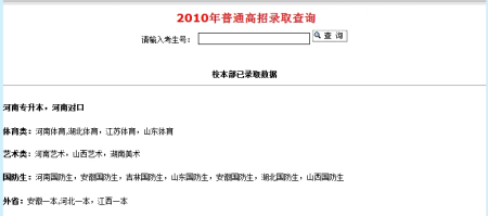 2010年河南理工大学录取查询2