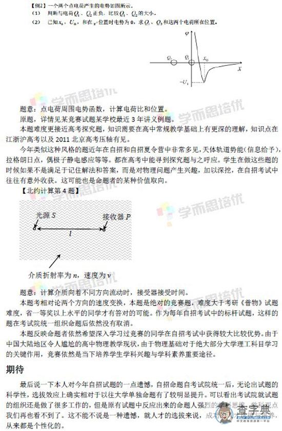2014年自主招生“北约”“华约”物理综合评析3