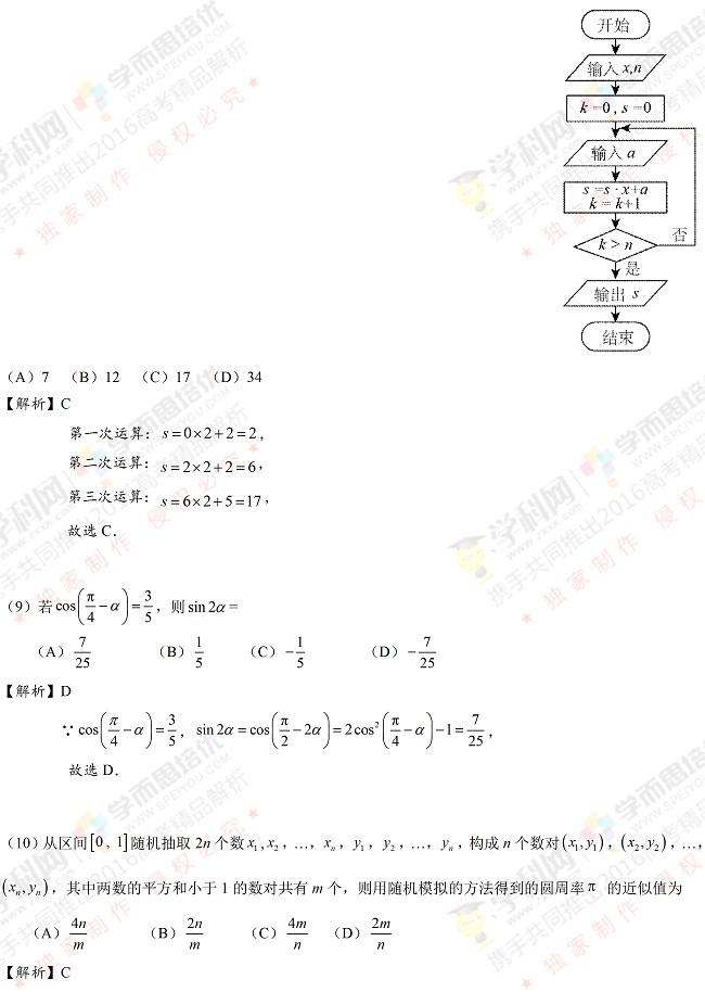 2016高考新课标Ⅱ卷理数试题（解析版）4