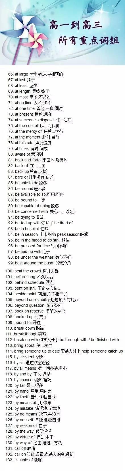 【重点词组】高一到高三所有英语2