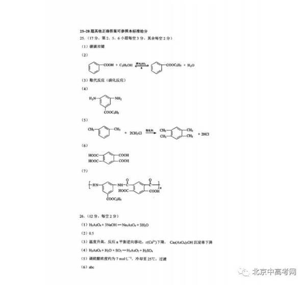 西城区2017年高三一模（理综）试卷答案及试卷分析19