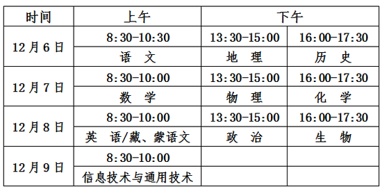 青海省2018年12月高中学考报名时间公布1